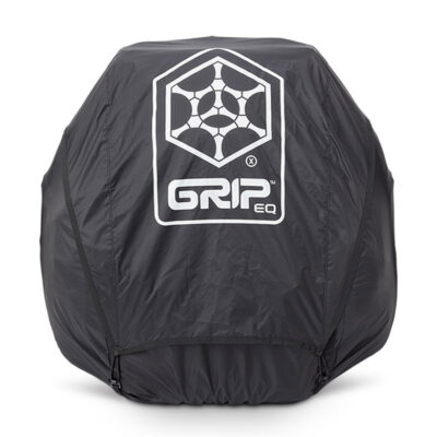 A front view of the GRIPeq X rain cover with the front flap closed.