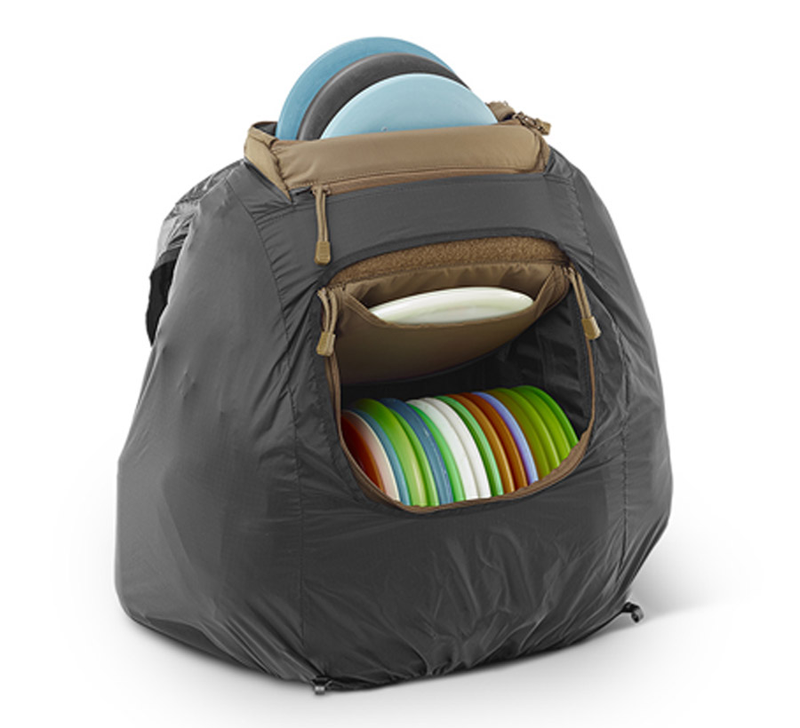 A GRIPeq X Rain Cover with the top off and a view into the inside of the bag.