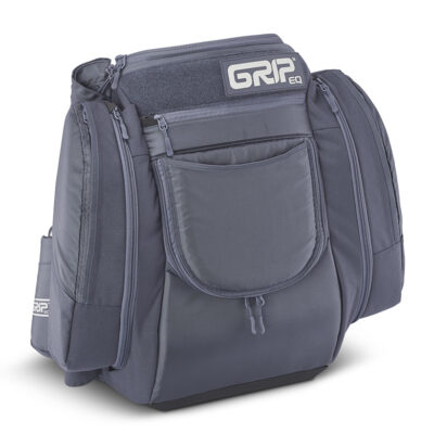 A gray GRIPeq AX5 disc golf bag