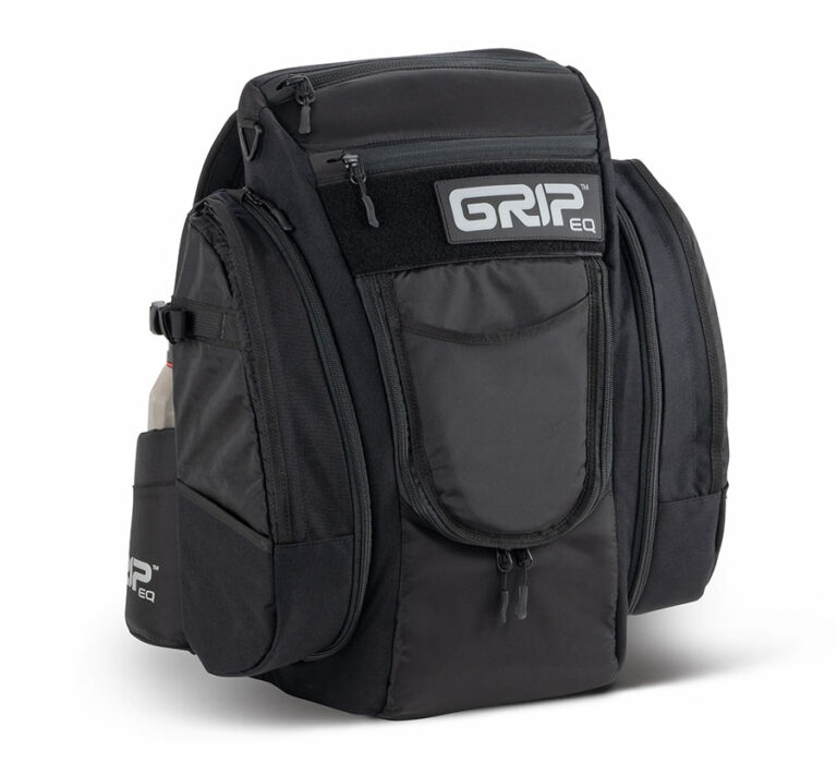 A black GRIPeq CX1 disc golf bag
