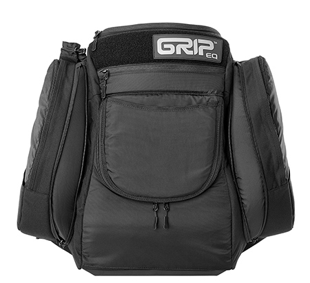 2019_AX4_black_Front-open.jpg Black colored AX4 disc golf bag from GRIPeq