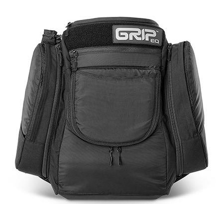 2019_AX4_black_Front.jpg Black colored AX4 disc golf bag from GRIPeq