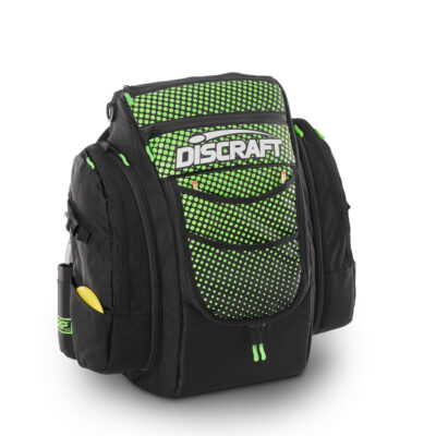 Green and black discraft dot disc golf bag