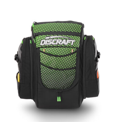 Green and black discraft dot disc golf bag
