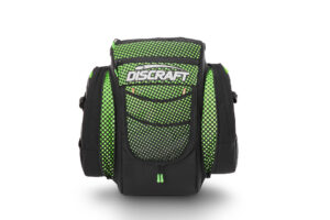 Green and black discraft dot disc golf bag