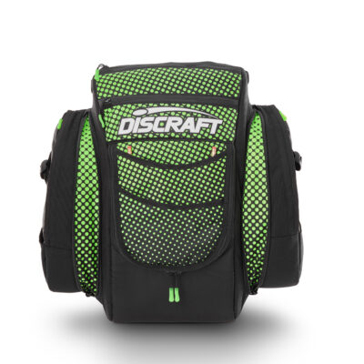Green and black discraft dot disc golf bag