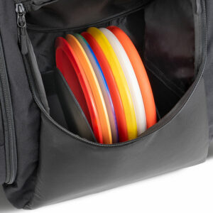 A large disc divider in a GRIPeq bag with discs in the center compartment.