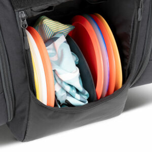 A medium disc divider with discs and a towel in the inner compartment.