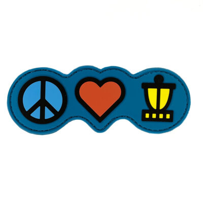 A GRIPeq peace, love, disc golf patch.