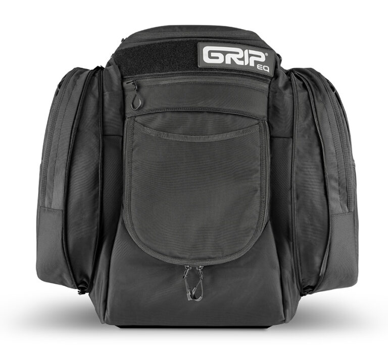 02_GRIPeq_AX6_black_front_open Black AX6 disc golf bag