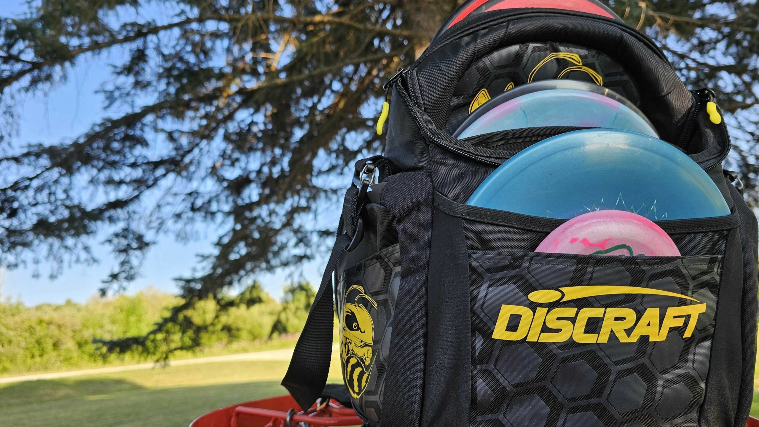 A GRIPeq Discraft G2 bag loaded with discs.
