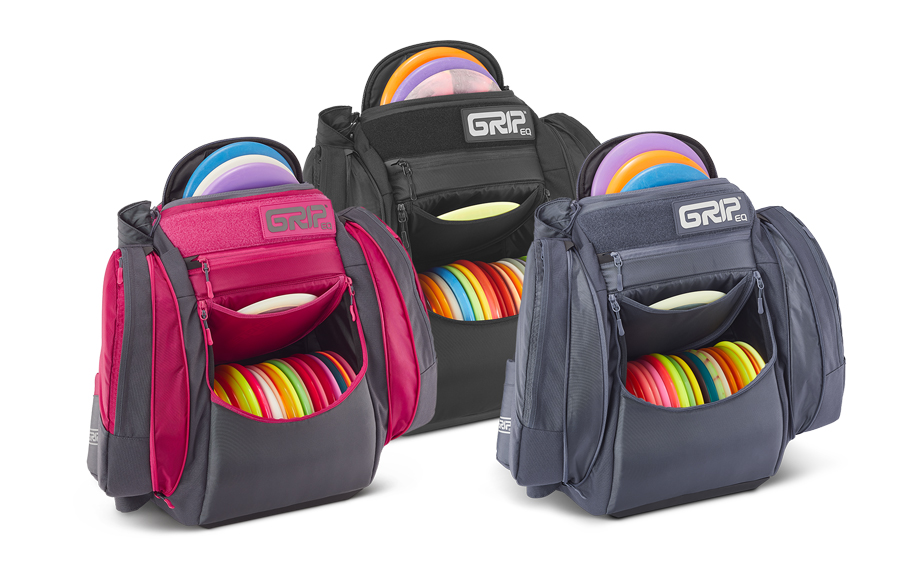 3 GRIPeq AX5 bags, pink, black, and gray