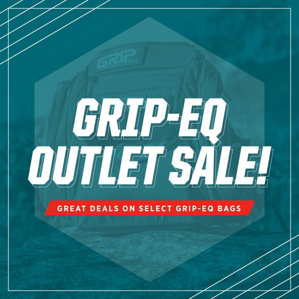 GRIPeq Outlet Sale - a GRIPeq bag is faded in the background.
