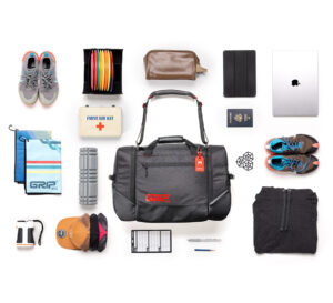 The GRIPeq MB-TSD1, view of the bag, surrounded by all of the items that could potentially fit in it.