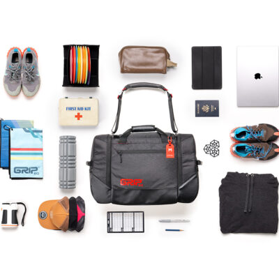 The GRIPeq MB-TSD1, view of the bag, surrounded by all of the items that could potentially fit in it.