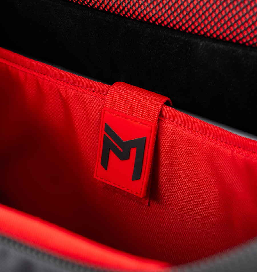 A detail shot of the inside velcro enclosure with the Paul McBeth logo on it.
