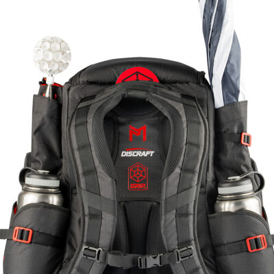 The GRIPeq MB-PX1 view from the back with an umbrella and disc retriever loaded into the sleeves.
