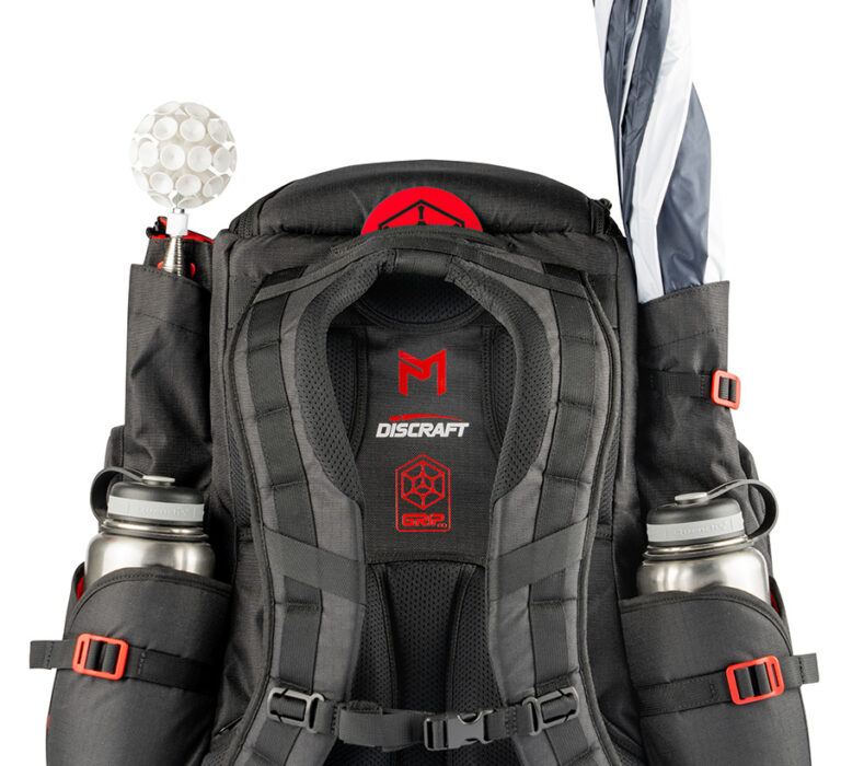 08_GRIPeq_MB-PX1_Back_Loaded The GRIPeq MB-PX1 view from the back with an umbrella and disc retriever loaded into the sleeves.
