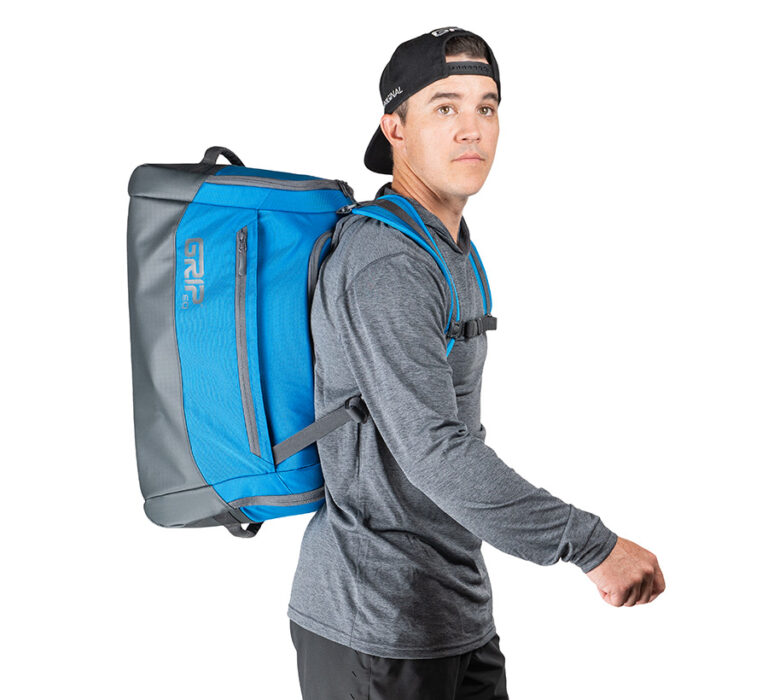 Disc golfer traveling with the ultimate sports duffel