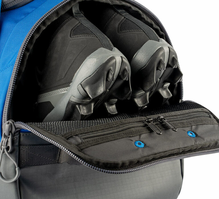 Blue ultimate sports duffel shoe pocket