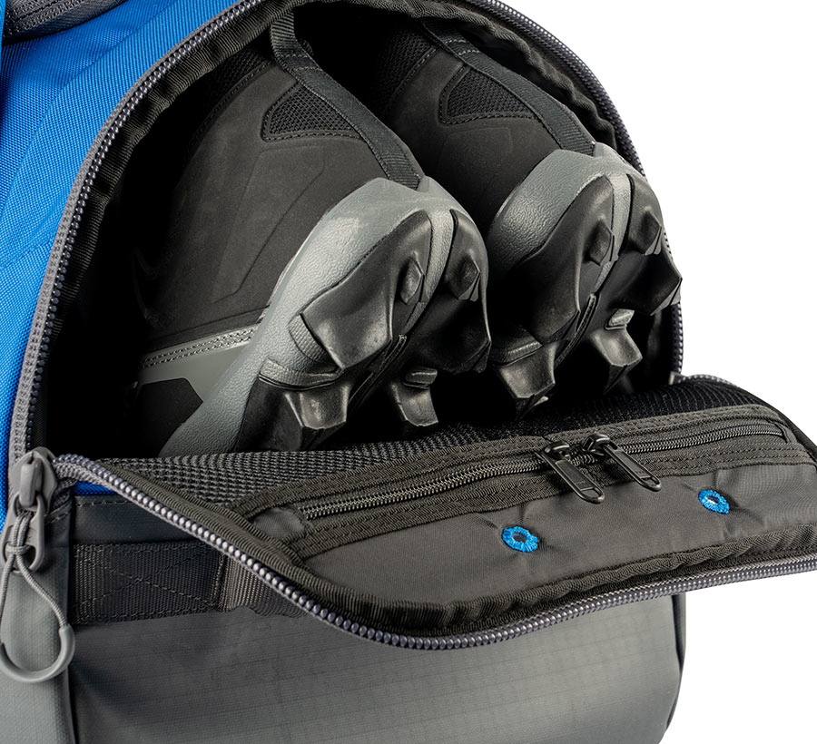 Blue ultimate sports duffel shoe pocket
