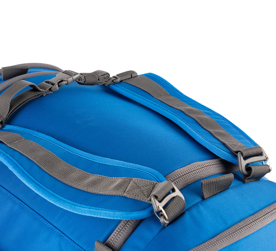 Blue ultimate sports duffel straps
