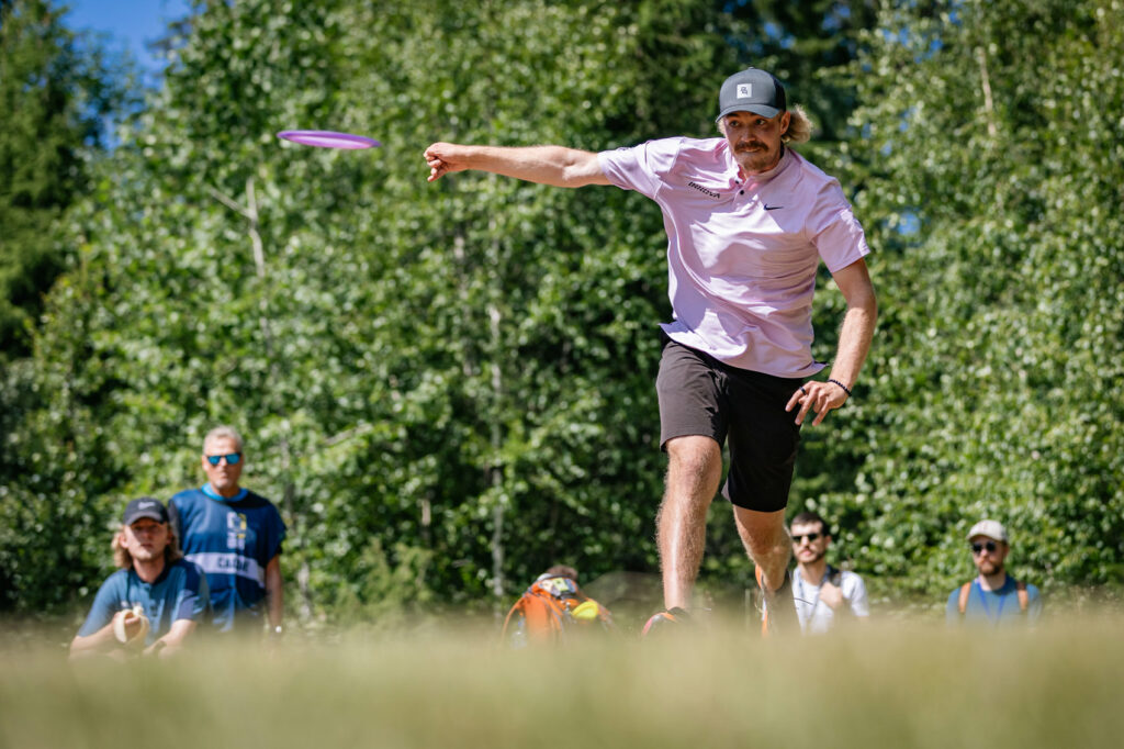 Team GRIPeq member, Väinö Mäkelä, right after releasing a drive.