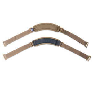 A G-series extended strap, front and back view in the sand color.