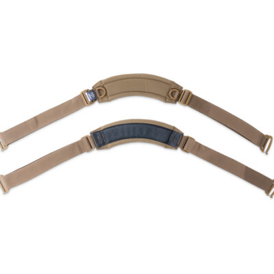 A G-series extended strap, front and back view in the sand color.