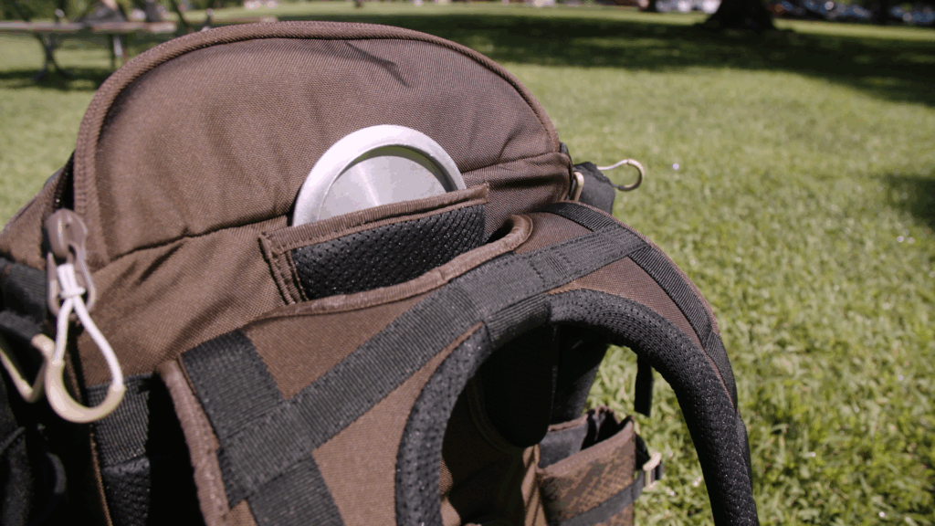 Anthony Barela Signature Series AX6 disc golf bag. Featuring the top disc golf mini marker pocket upgrade.