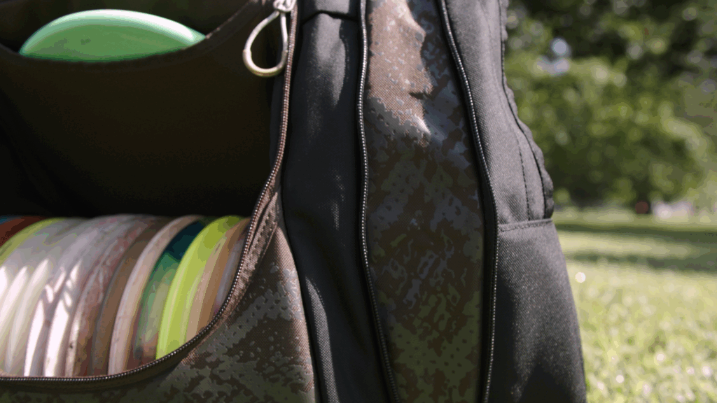 Anthony Barela Signature Series AX6 disc golf bag. Featuring the expandable side pocket snake skin detail.